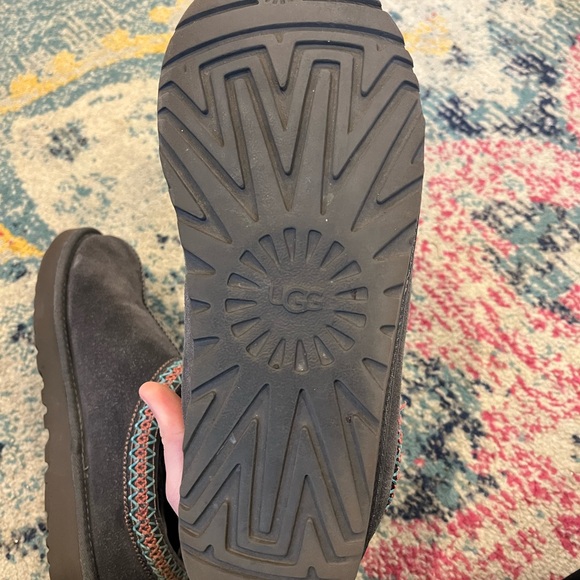 UGG Suede Slip-On Clog Gray with Multicolor Trim EUC - Picture 5 of 7